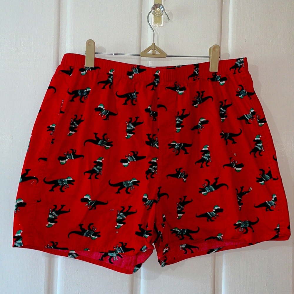 Red Christmas Dinosaur Boxer Shorts